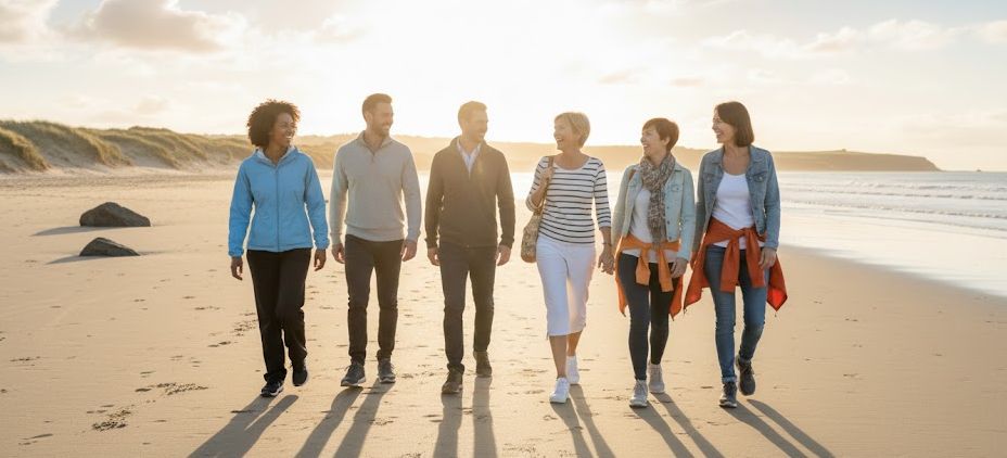 Group of friends on the Lancashire coast